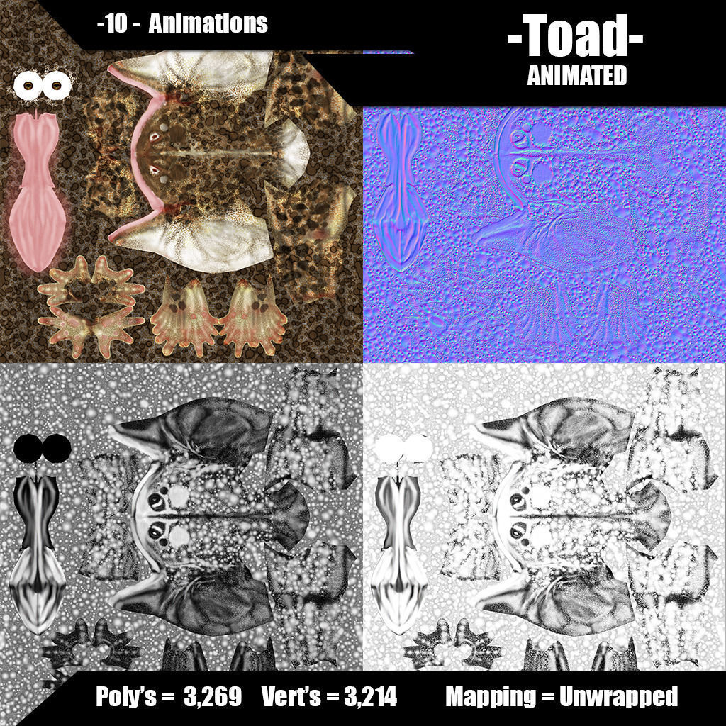 Toad Animated Low-poly 3D model_5