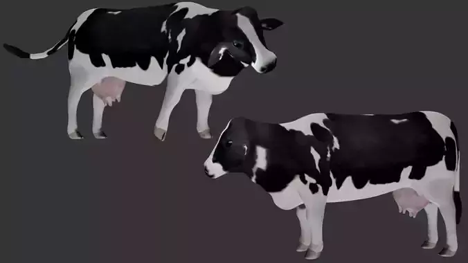 Dairy Cow Low-poly 3D model