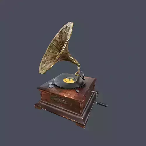 Vintage Gramophone Animated Low-poly 3D model