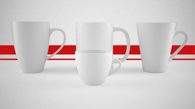 Coffee mug cups and espresso cup 3D model
