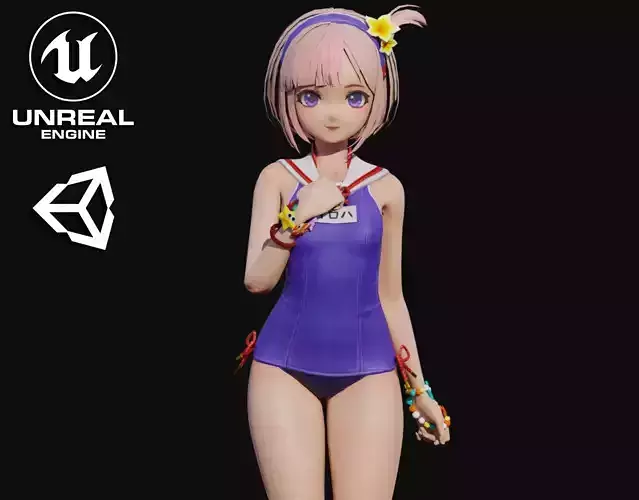Iroha Girl Low-poly 3D model