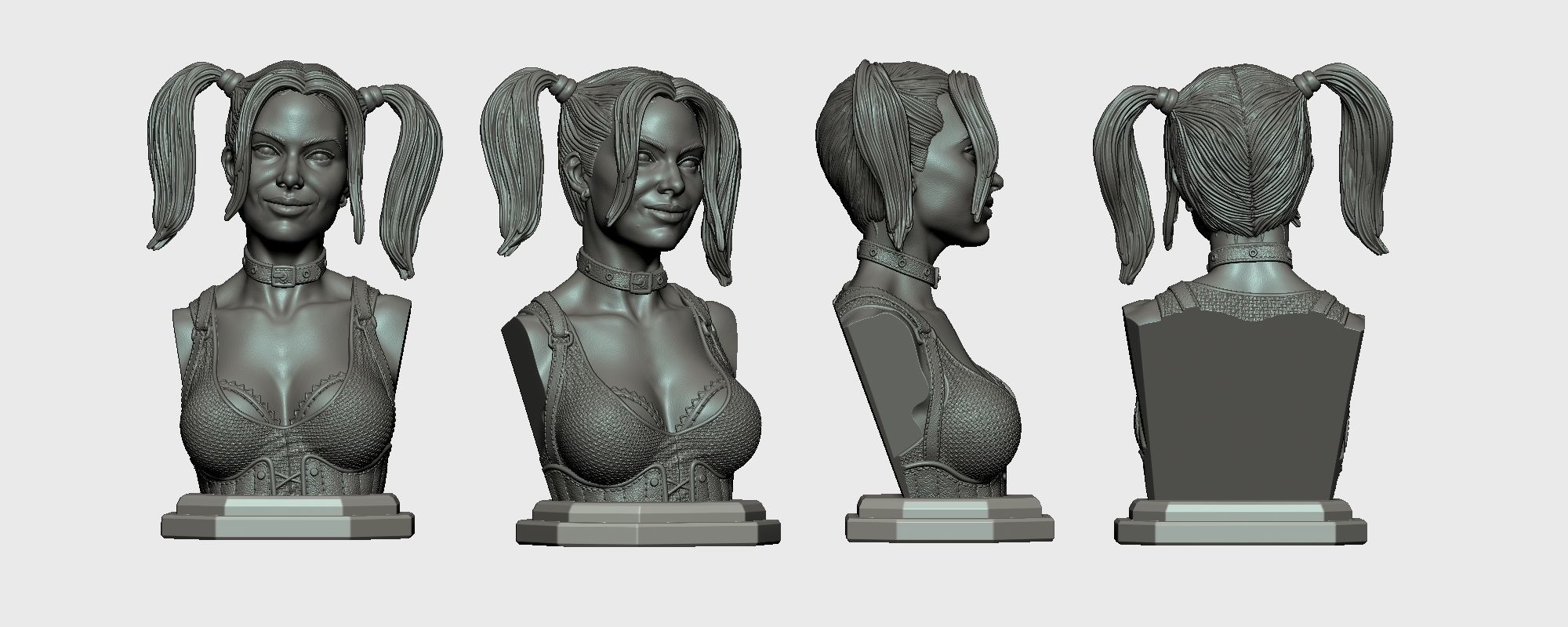 Harley Quinn Bust STL 3D print model 3D print model_2