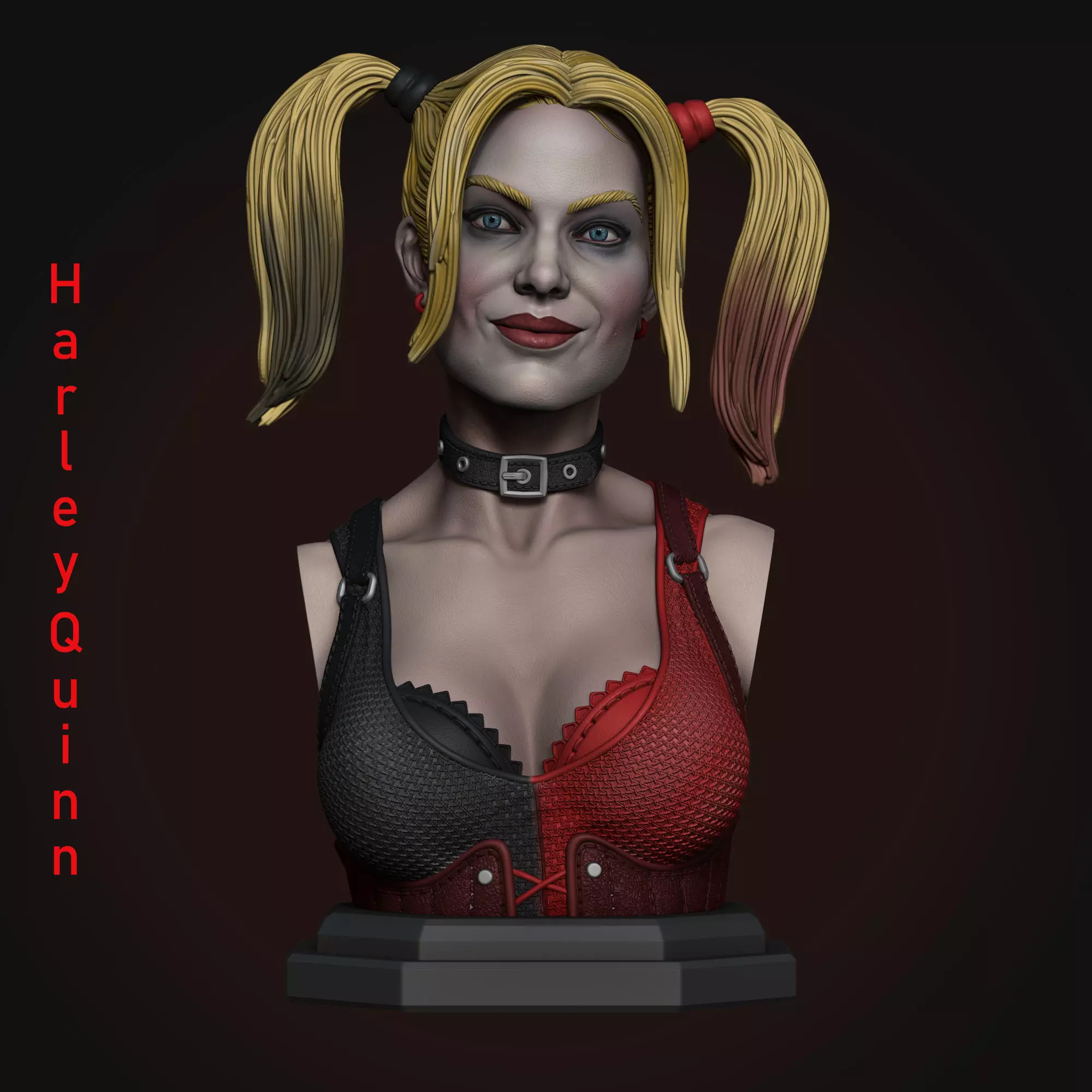 Harley Quinn Bust STL 3D print model 3D print model_0