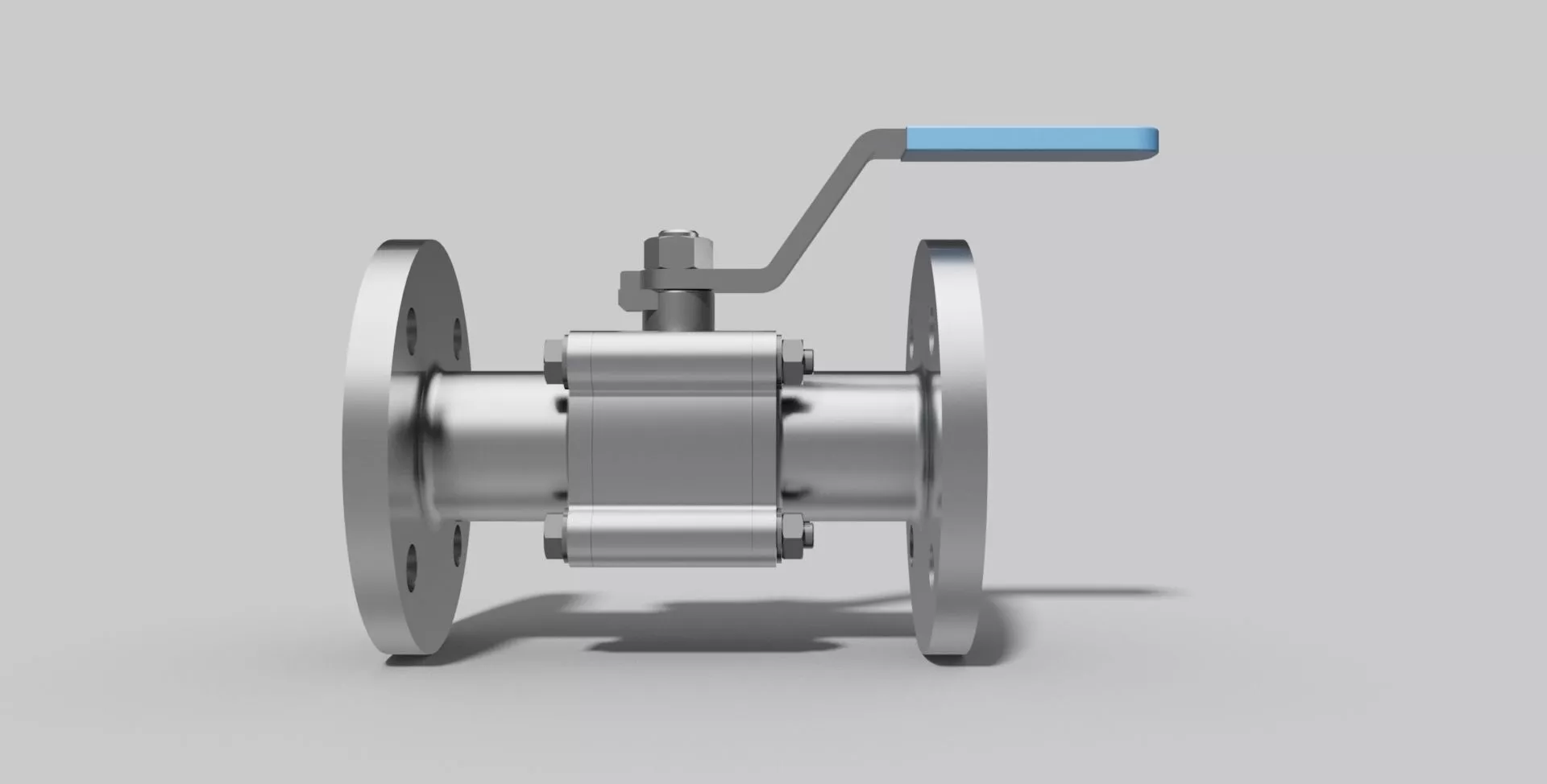 DN50 PN16 - 3-Piece ball valve NO - Autodesk Inventor 3D model