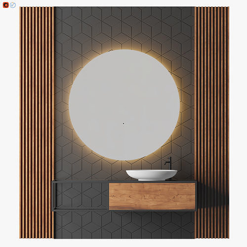 Modern Black Wood Bathroom 3D model
