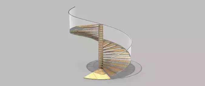 Staircase spiral made of wood and glass