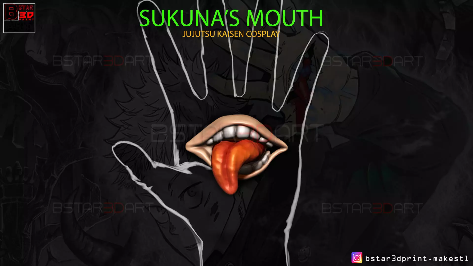 Sukuna mouth - Jujutsu Kaisen Cosplay - Halloween Cosplay Hand 3D print model