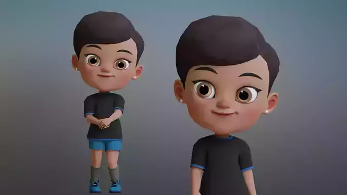 Imani Cartoon Character Low-poly 3D model