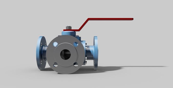 DN40 PN16 - Three-way ball valve NO - Autodesk Inventor 3D model