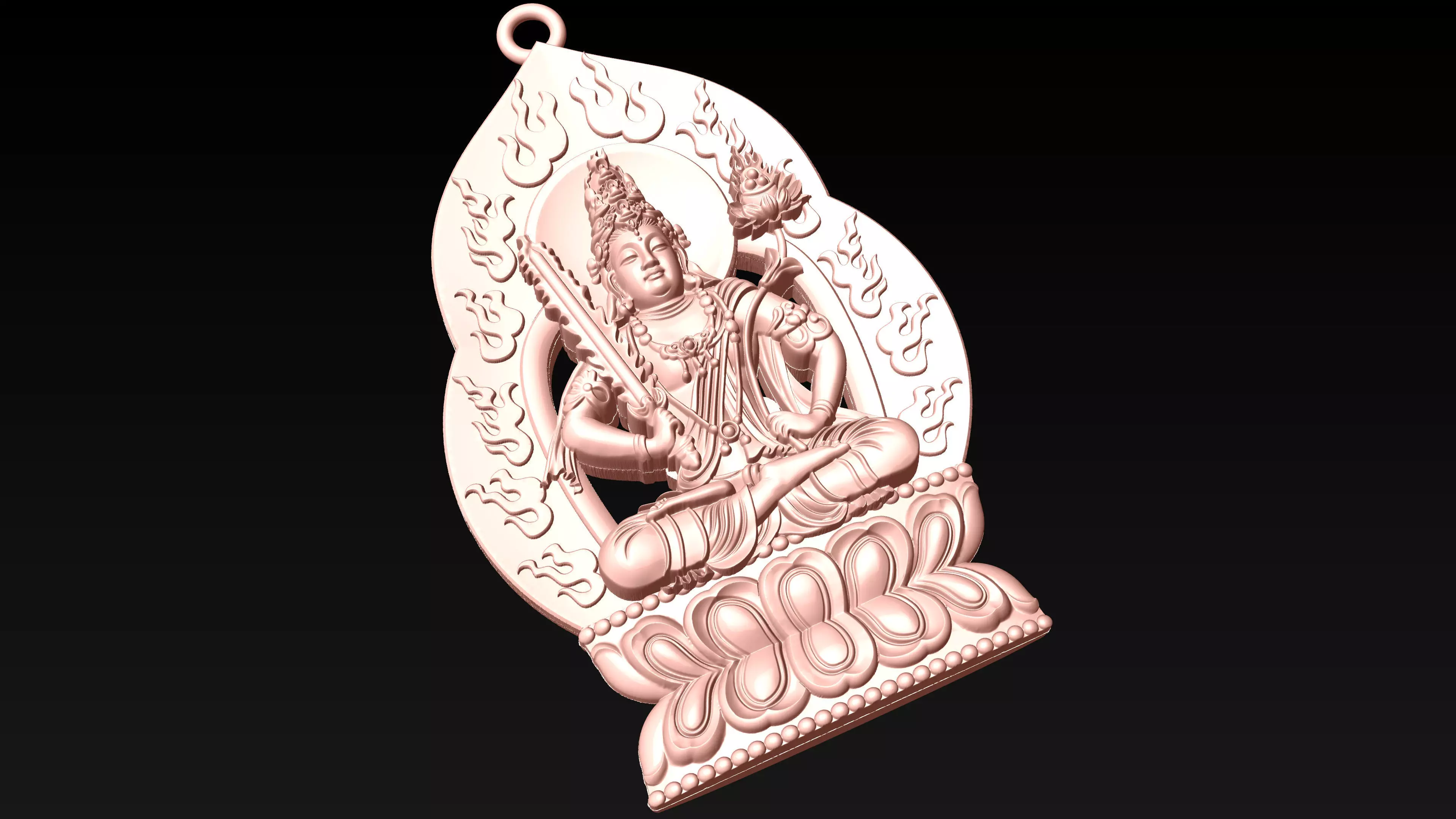 Akasagarbha Bodhisattva pendant - Void Bodhisattva pendant 3D print model_3
