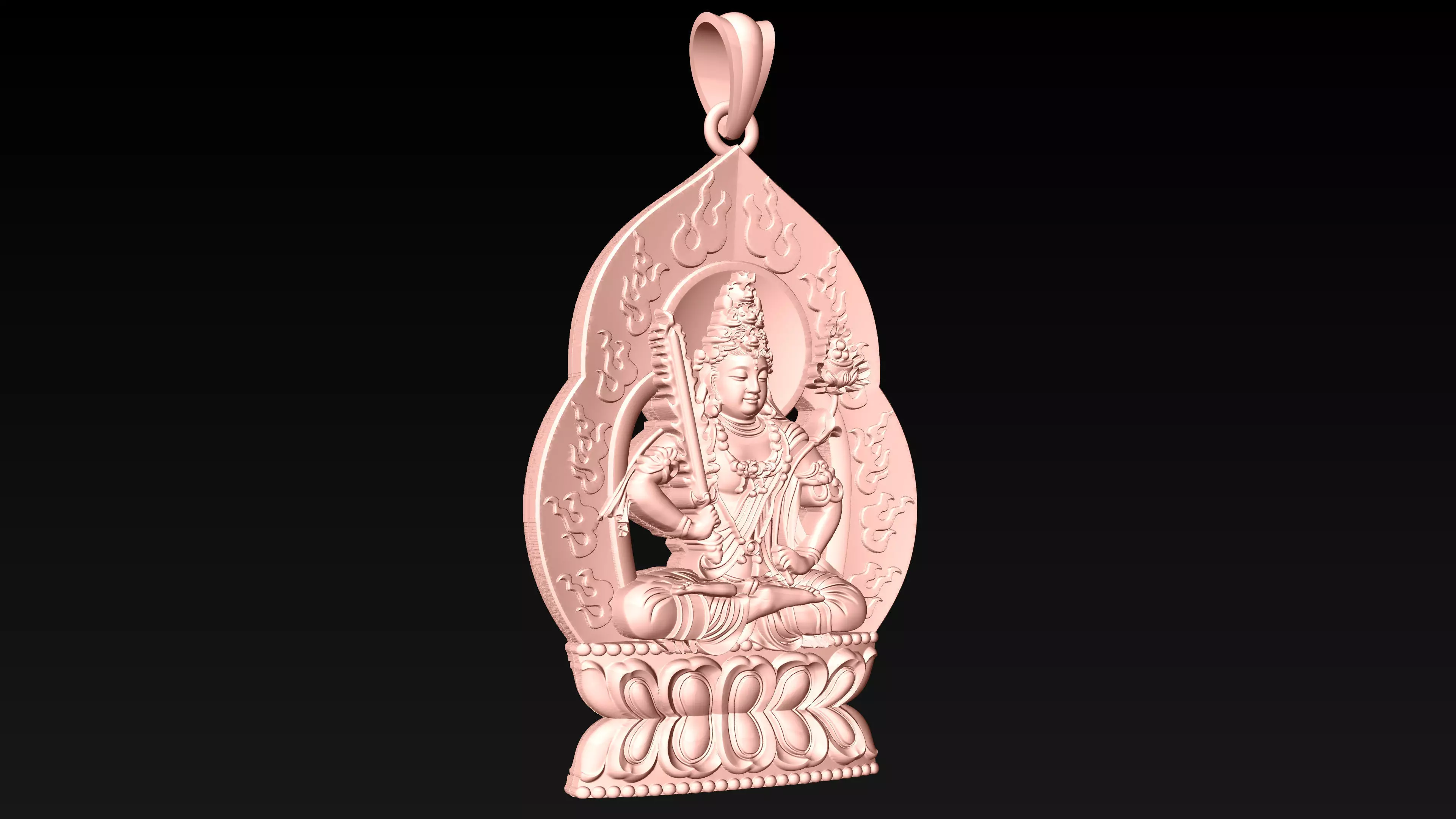 Akasagarbha Bodhisattva pendant - Void Bodhisattva pendant 3D print model_5