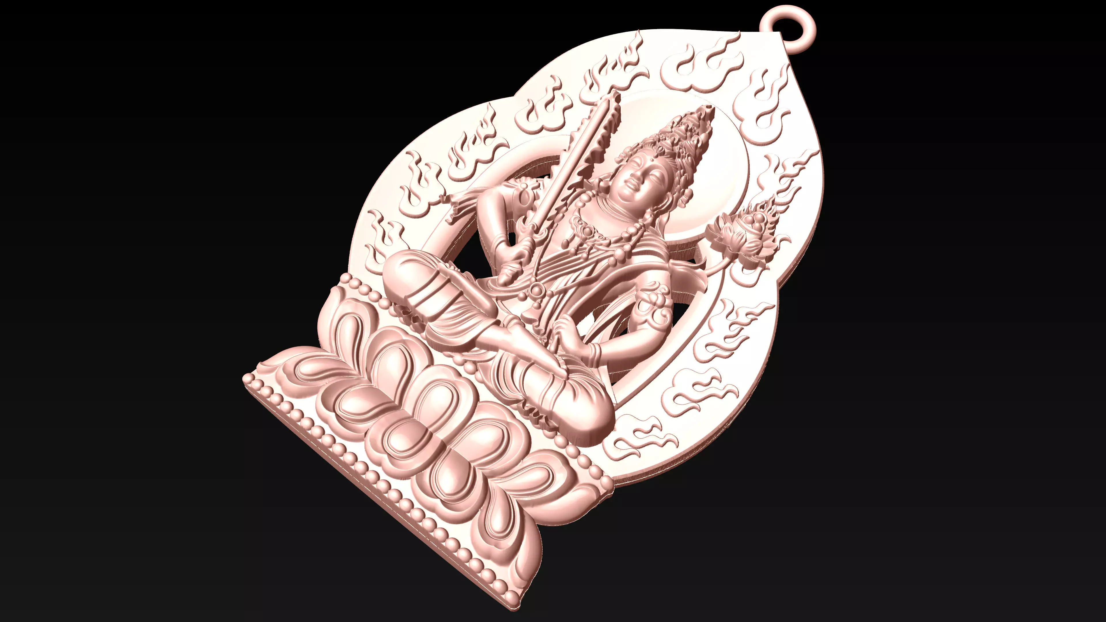 Akasagarbha Bodhisattva pendant - Void Bodhisattva pendant 3D print model_4