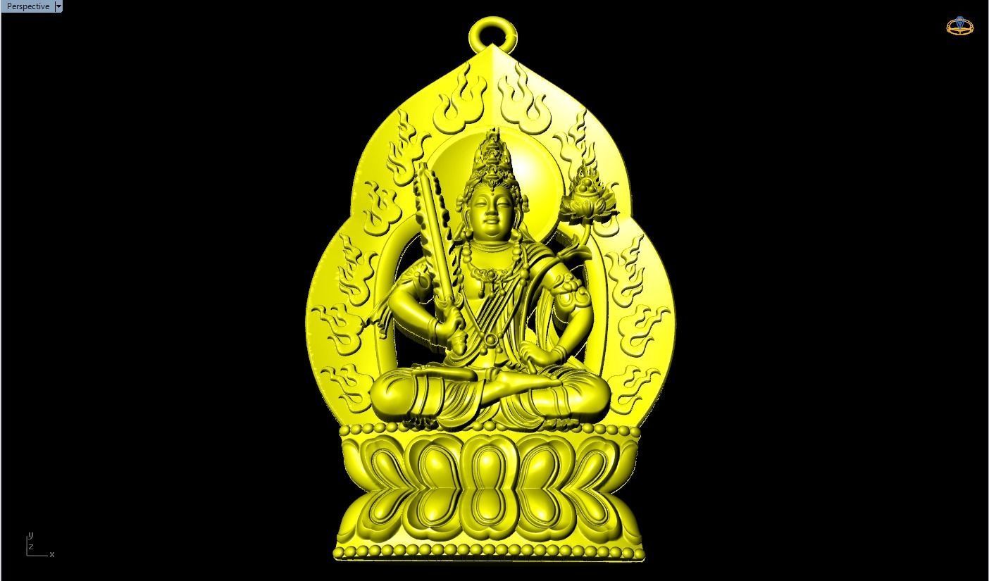 Akasagarbha Bodhisattva pendant - Void Bodhisattva pendant 3D print model_9