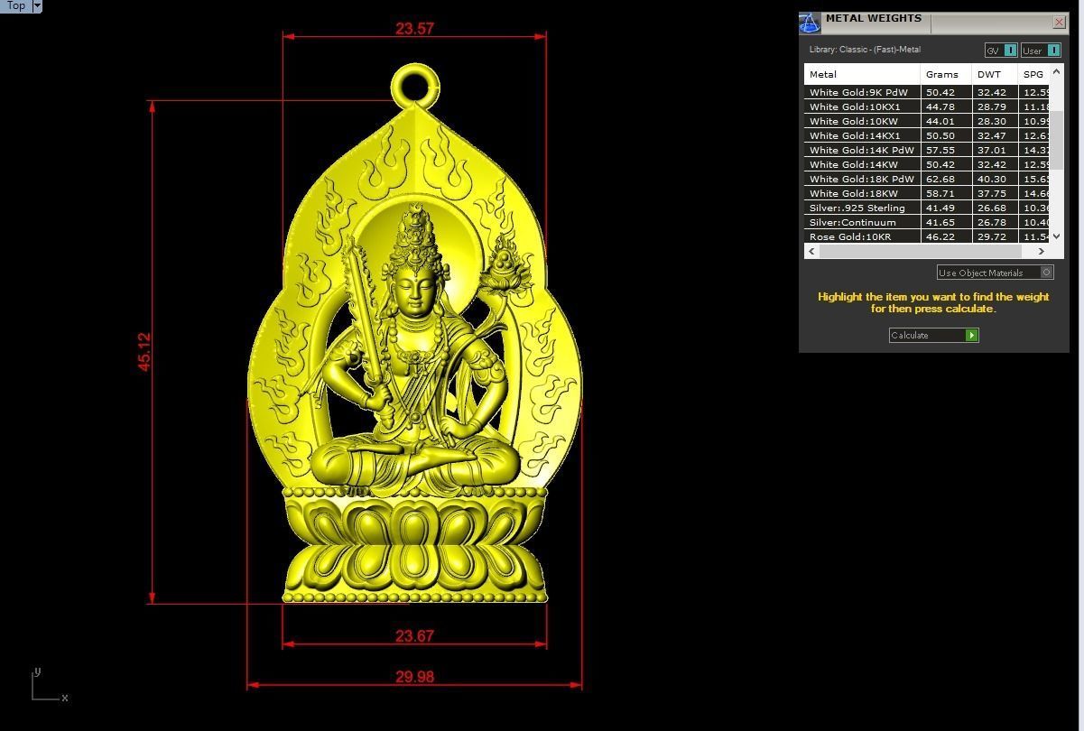 Akasagarbha Bodhisattva pendant - Void Bodhisattva pendant 3D print model_8
