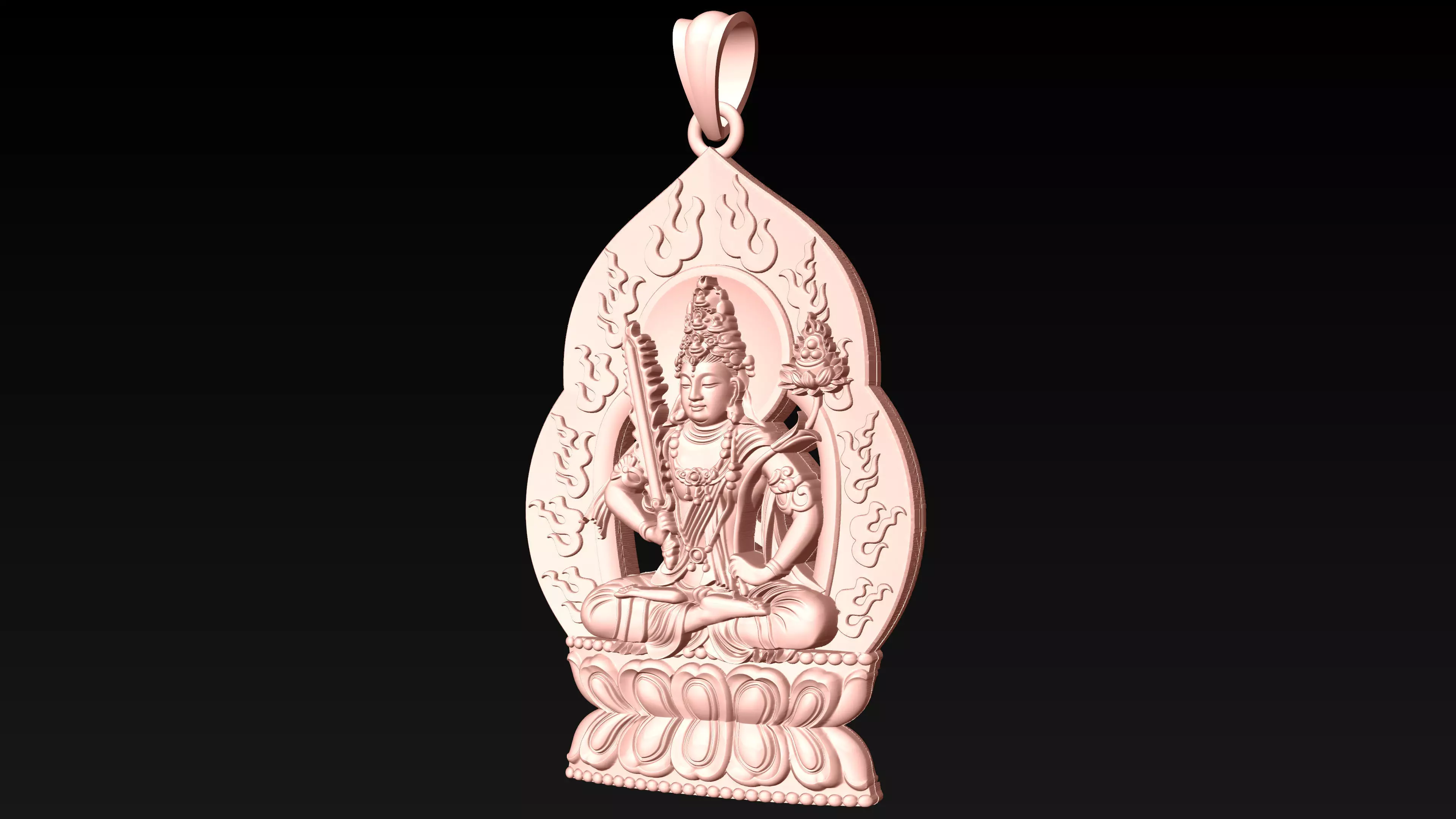 Akasagarbha Bodhisattva pendant - Void Bodhisattva pendant 3D print model_2