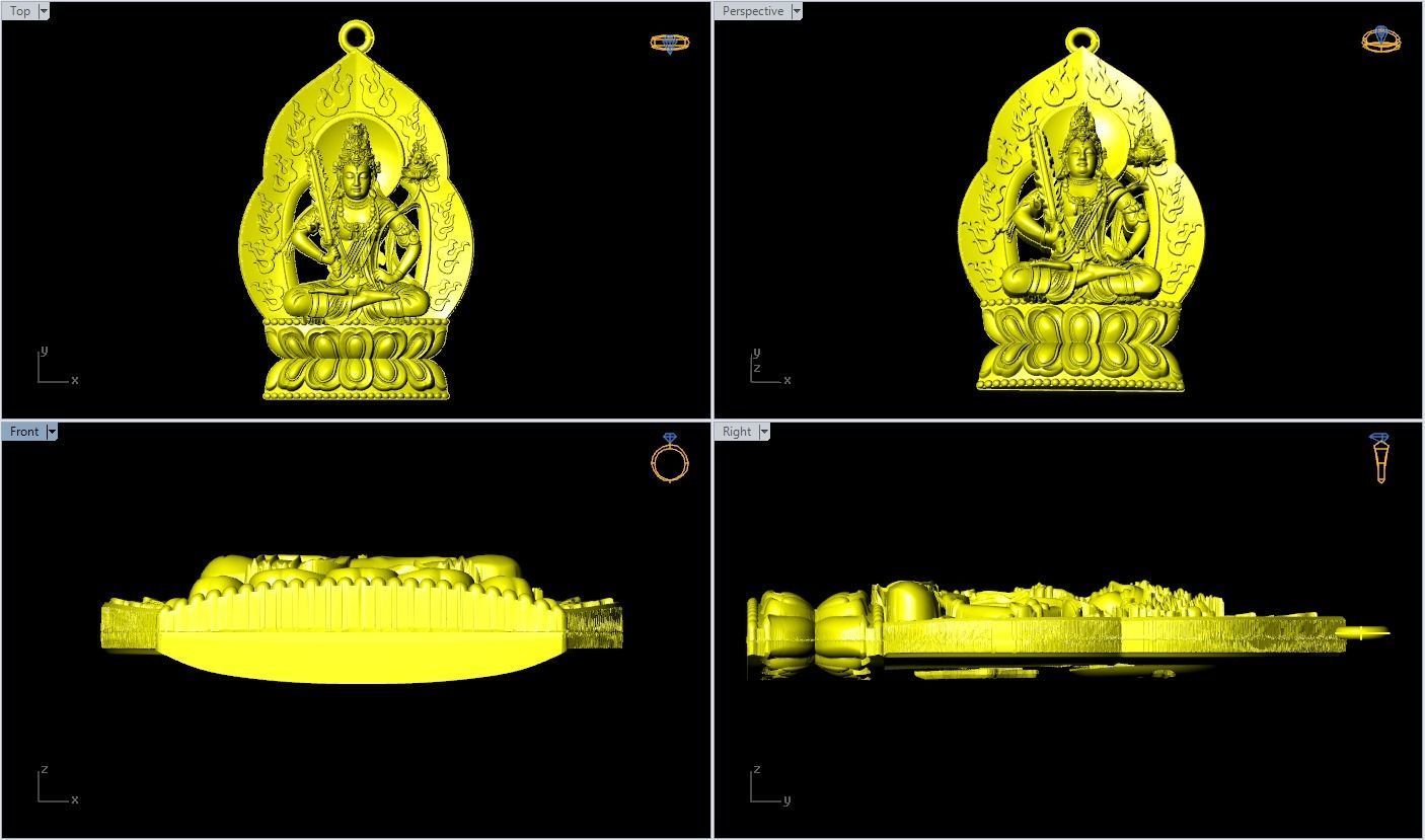 Akasagarbha Bodhisattva pendant - Void Bodhisattva pendant 3D print model_7