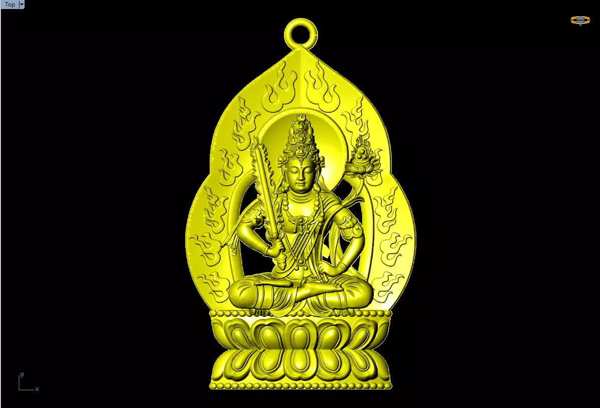 Akasagarbha Bodhisattva pendant - Void Bodhisattva pendant 3D print model_6