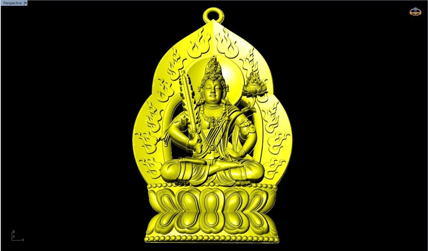 Akasagarbha Bodhisattva pendant - Void Bodhisattva pendant 3D print model_12