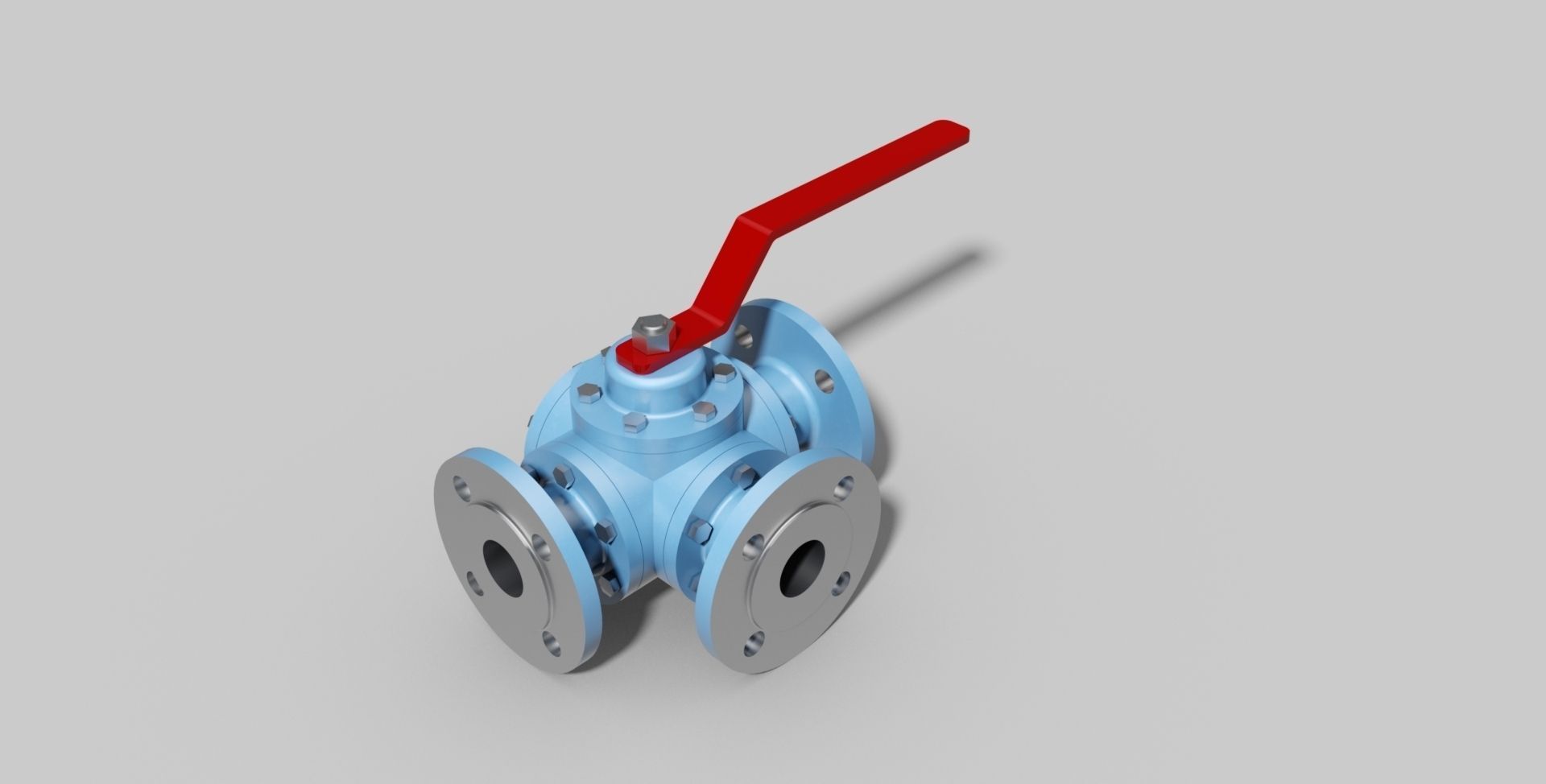 DN50 PN16 - Three-way ball valve NO - Autodesk Inventor 3D model_1