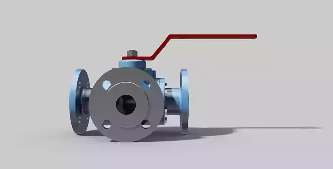 DN50 PN16 - Three-way ball valve NO - Autodesk Inventor