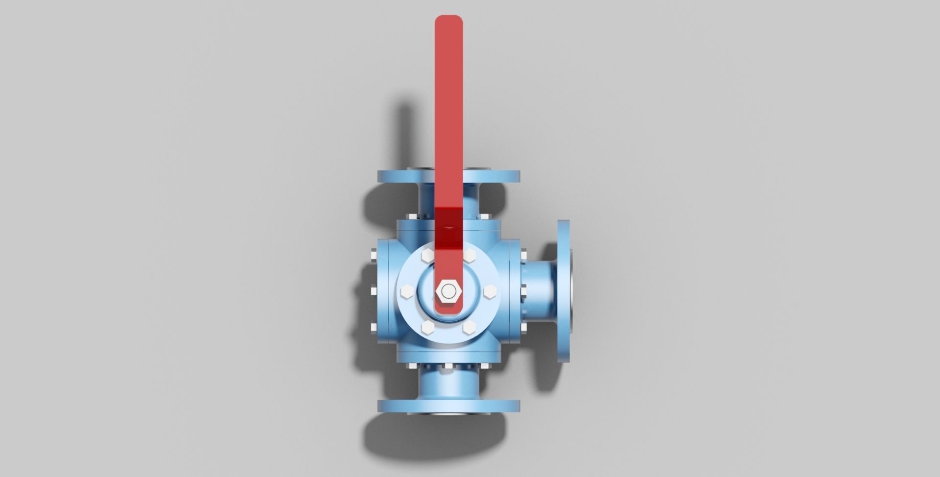 DN50 PN16 - Three-way ball valve NO - Autodesk Inventor 3D model_2