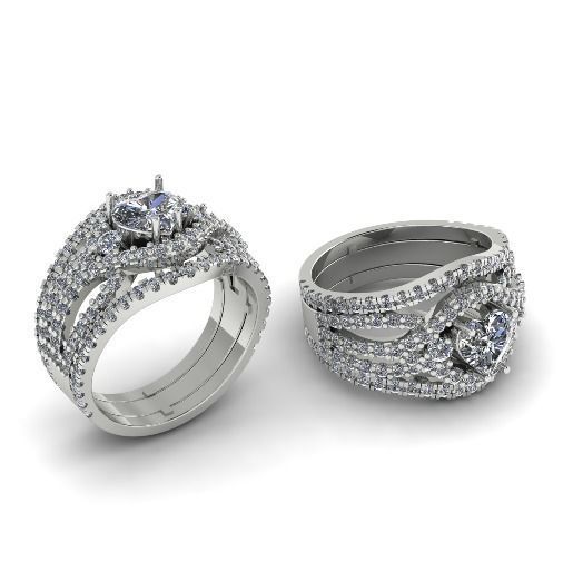 361 Ring with a stone in the shape of a heart 3D print model_3