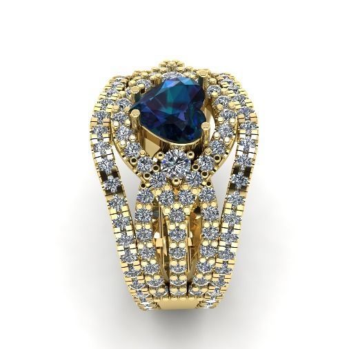 361 Ring with a stone in the shape of a heart 3D print model_1