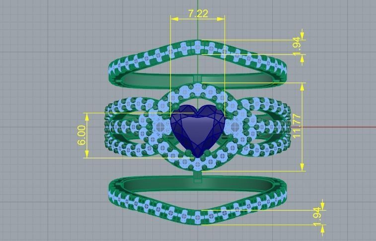 361 Ring with a stone in the shape of a heart 3D print model_9