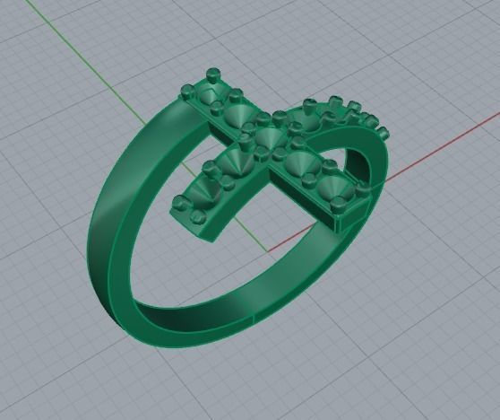 355 Ring with a cross 3D print model_9