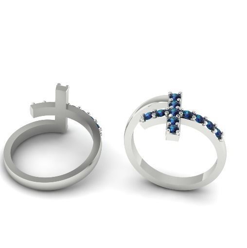 355 Ring with a cross 3D print model_3