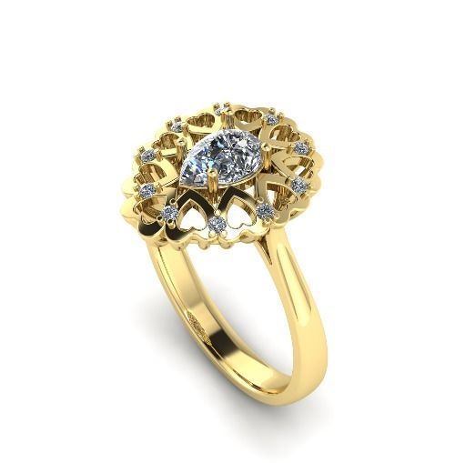 348 Ring with hearts 3D print model_2