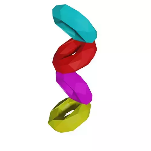 low poly model colorful rings 3D print model