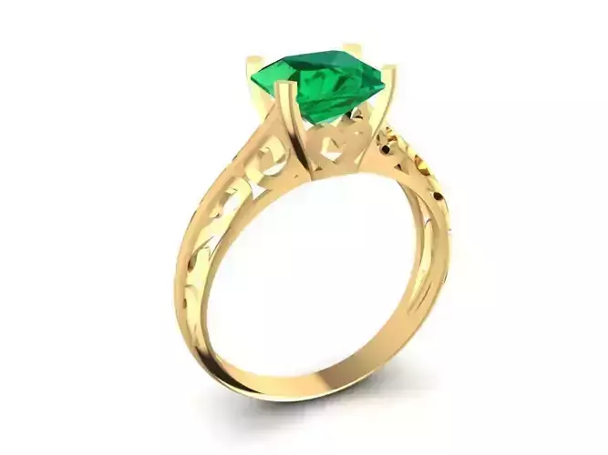 Elegant Emerald Cut Rectangle Diamond Ring for Women 1684