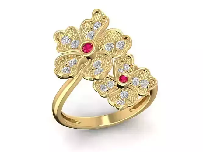 Luxury Floral Cluster Diamond Women Ring 3264 1685
