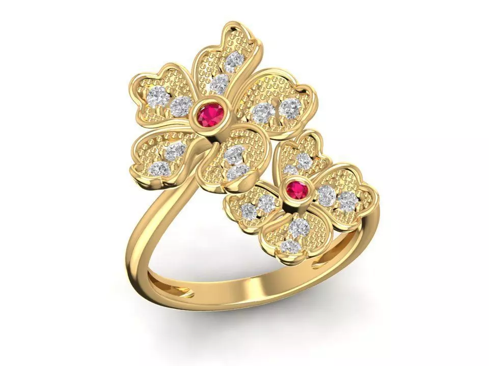 Luxury Floral Cluster Diamond Women Ring 3264 1685 3D print model