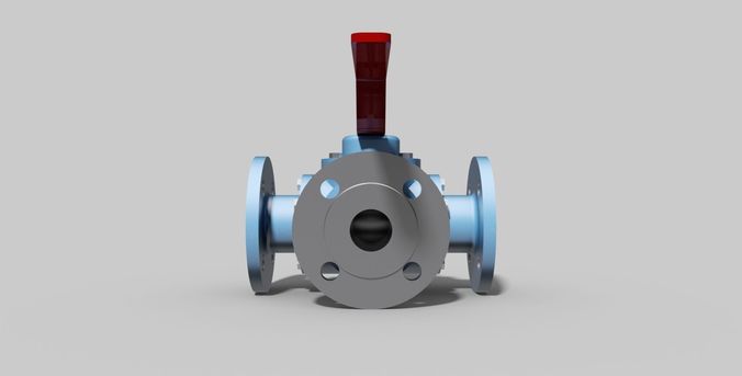DN50 PN16 - Three-way ball valve NC - Autodesk Inventor 3D model