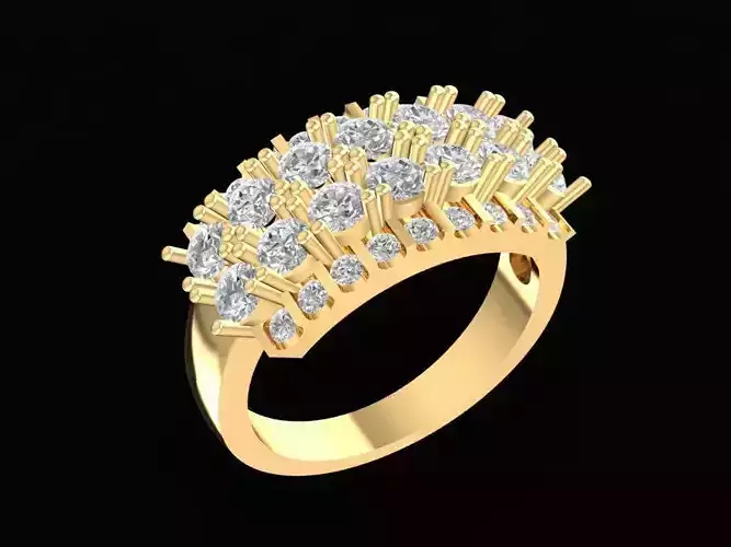 Luxury Multi Row Round Diamond Ring for Women 1692