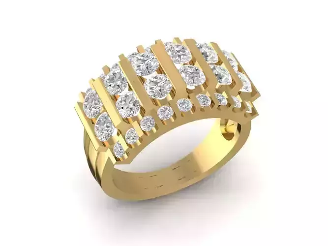 Luxury Multi Row Diamond Wide Band Ring for Men 1693