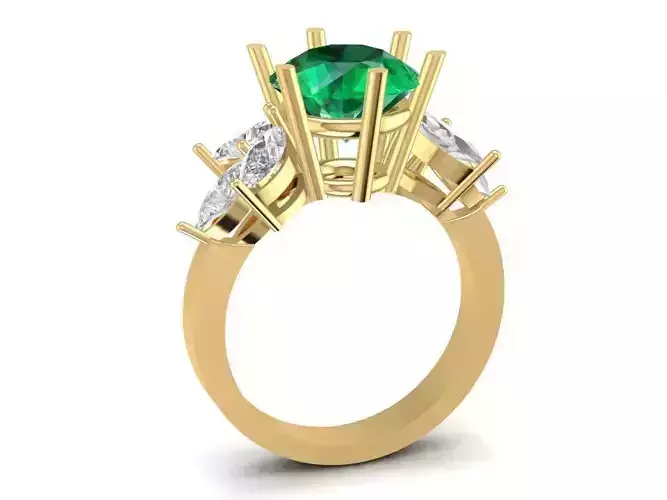 Three Stone Round Cut Engagement Ring for Women 1694