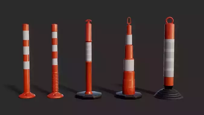Warning Post 3D model Pack Low-poly 3D model