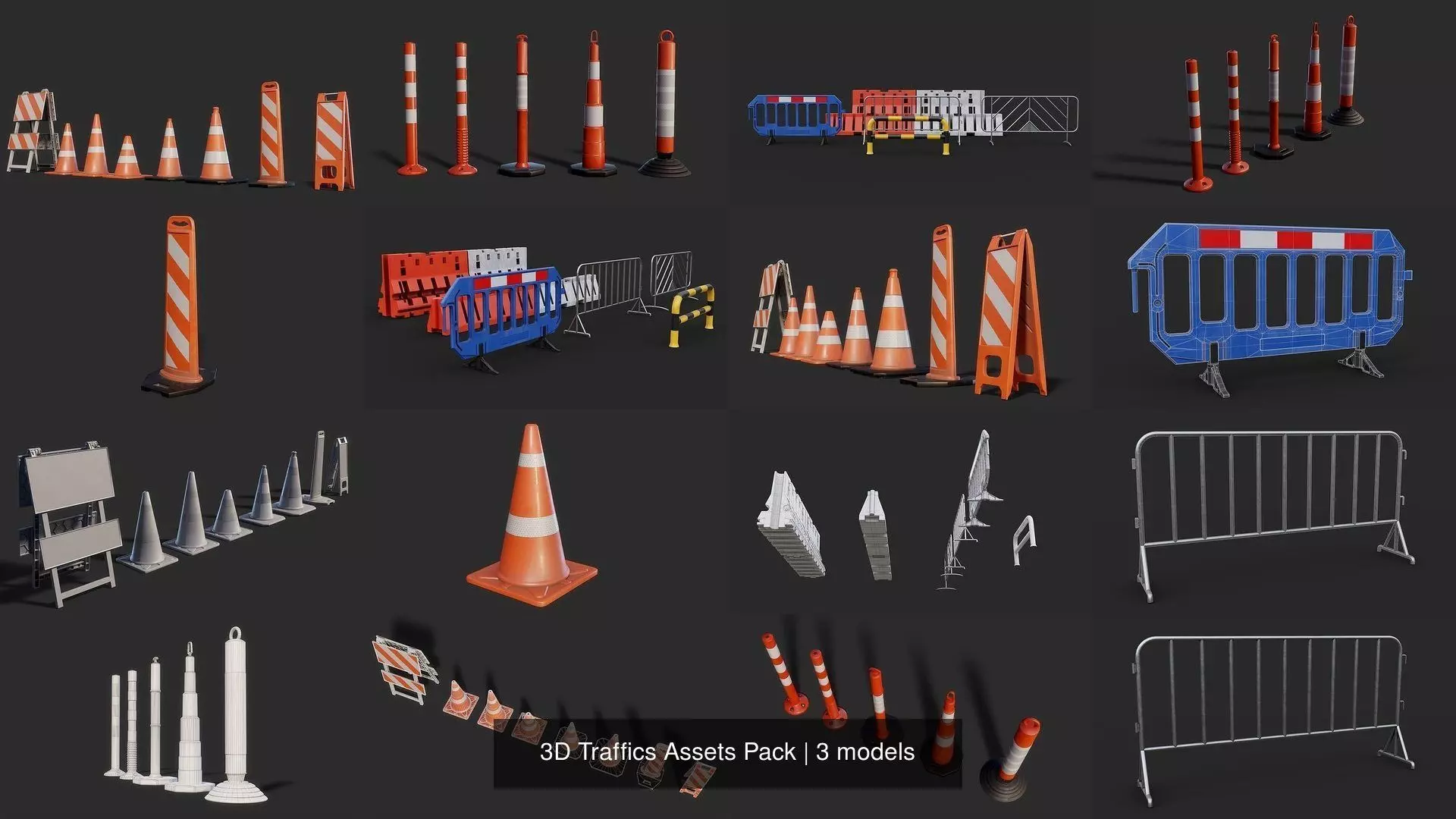 3D Traffics Assets Pack 3D Model Collection_0