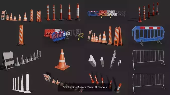 3D Traffics Assets Pack 3D Model Collection