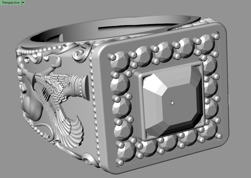 Lamassu winged lion  ring 3D print model_17