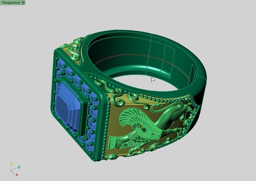 Lamassu winged lion  ring 3D print model_15