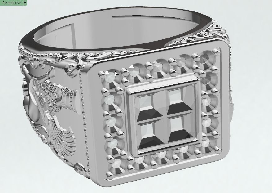 Lamassu winged lion  ring 3D print model_5