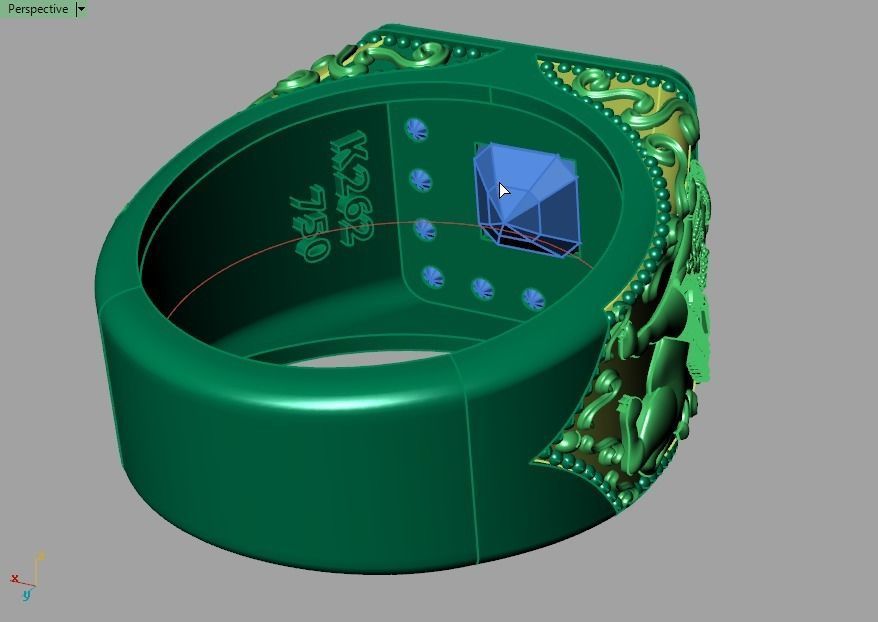 Lamassu winged lion  ring 3D print model_6