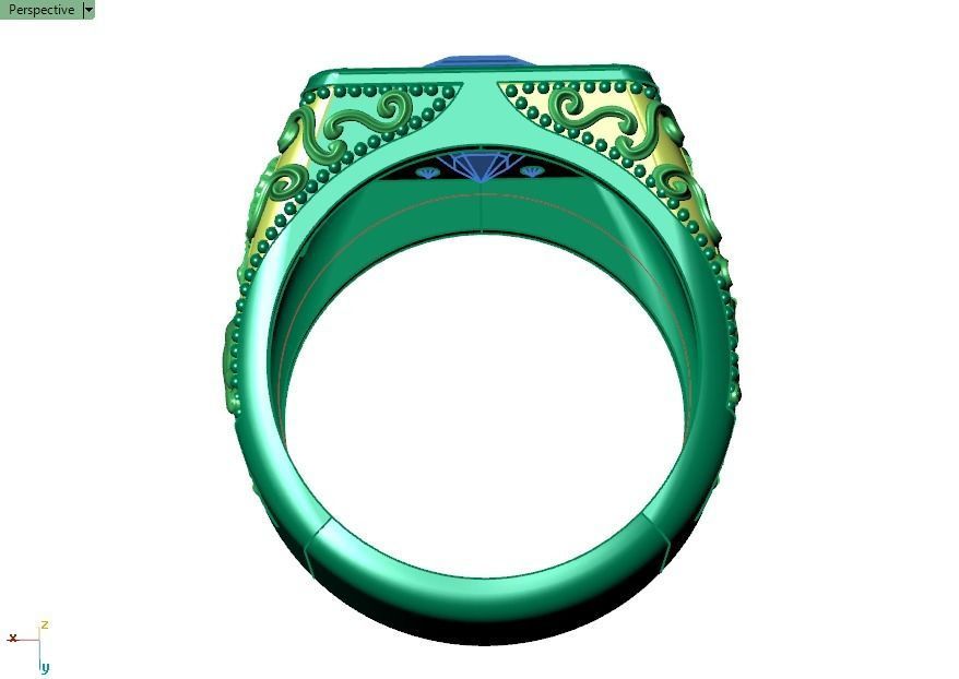 Lamassu winged lion  ring 3D print model_14