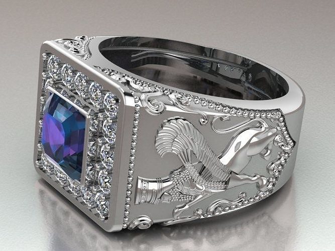 Lamassu winged lion  ring 3D print model