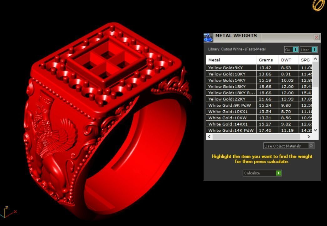 Lamassu winged lion  ring 3D print model_21