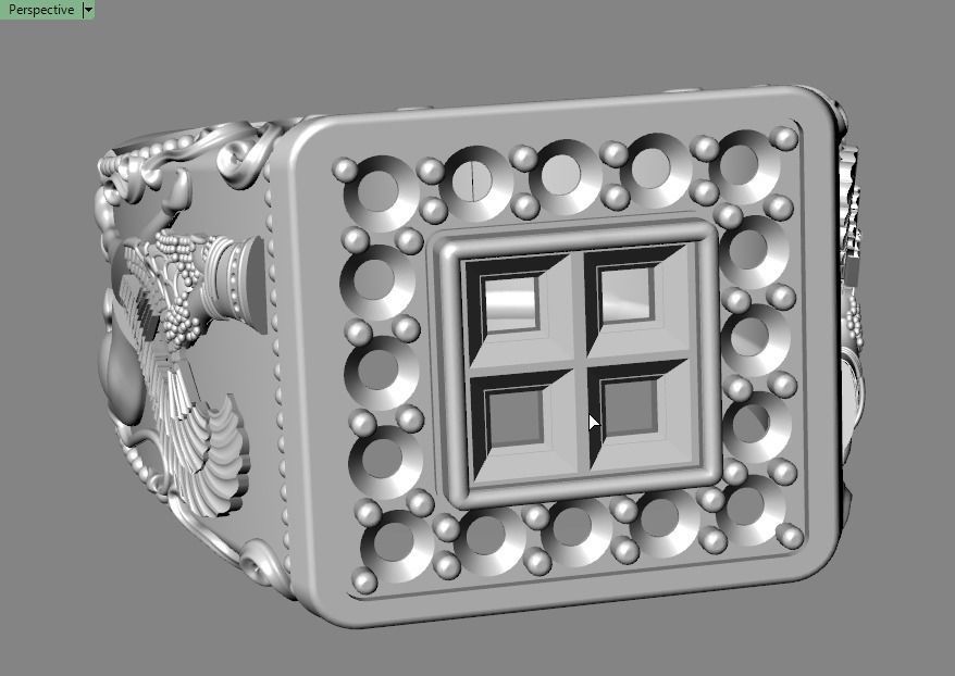 Lamassu winged lion  ring 3D print model_3